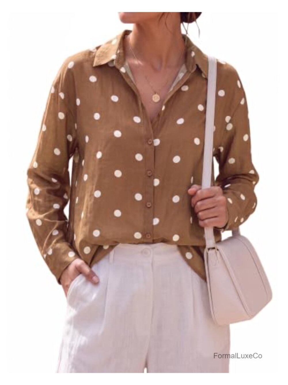 Women's Button Down Blouse Long Sleeve Loose Fit Dressy Casual Work Top